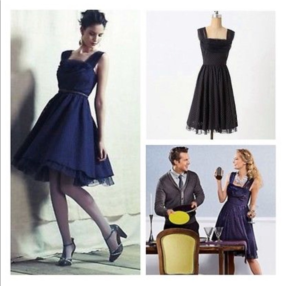 Anthropologie Navy and Black Midi Dress
